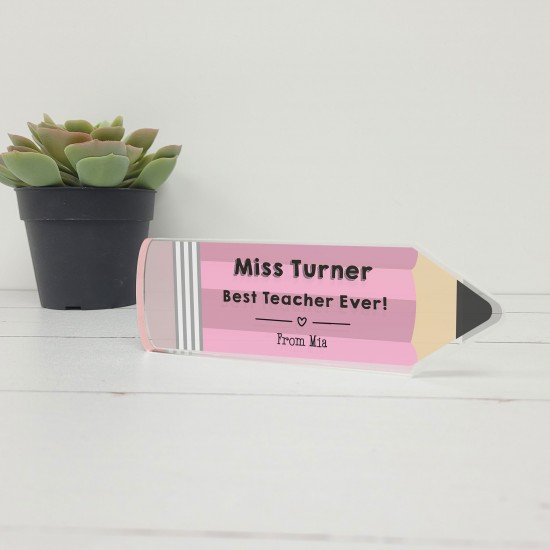 10mm Thick Printed PENCIL - Best Teacher Personalised and Bespoke