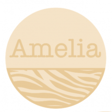 3mm mdf half layered circle with name/word - Zebra Pattern Personalised and Bespoke