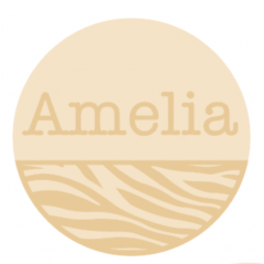 3mm mdf half layered circle with name/word - Zebra Pattern Personalised and Bespoke