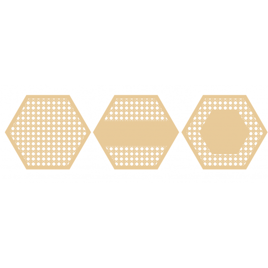 4mm Oak Veneer Rattan Hexagon - 3 designs - with mdf name Personalised and Bespoke