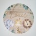 50cm Printed Jungle Animals & Wood Effect Vinyl and mdf Circle with Name  UV PRINTED ITEMS