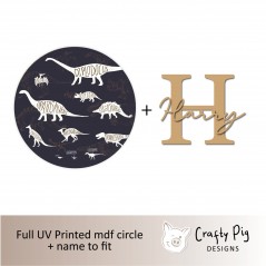 Printed Dinosaur Circle with Letter and Name UV PRINTED ITEMS