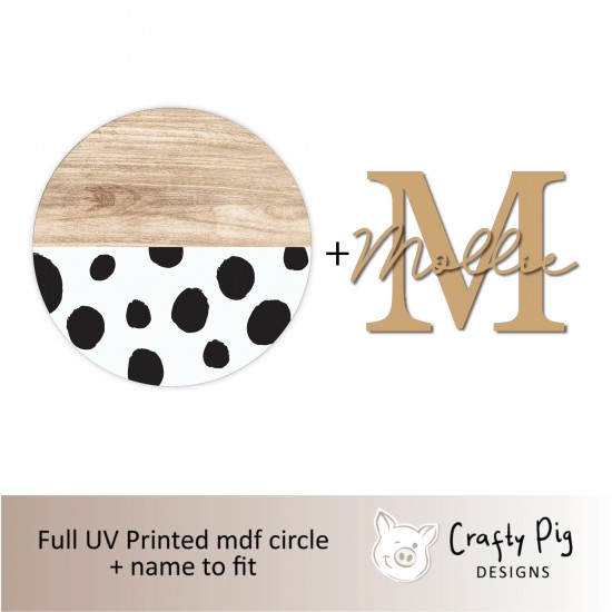 Printed Dalmatian Circle with Letter and Name
