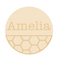 3mm mdf half layered circle with name/word - Honeycomb Pattern Personalised and Bespoke