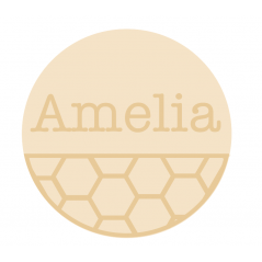 3mm mdf half layered circle with name/word - Honeycomb Pattern Personalised and Bespoke