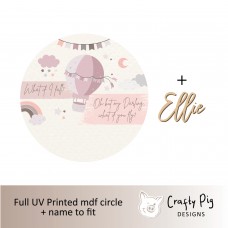 Printed Circle - Pink Hot Air Balloon Design - with name UV PRINTED ITEMS