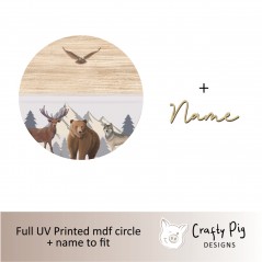 Printed Circle Mountain Animal Scene - mdf name UV PRINTED ITEMS