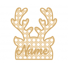 3mm mdf Layered Rattan Antler Head with name Christmas Crafting