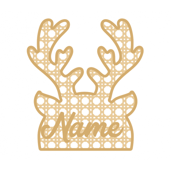 3mm mdf Layered Rattan Antler Head with name Christmas Crafting