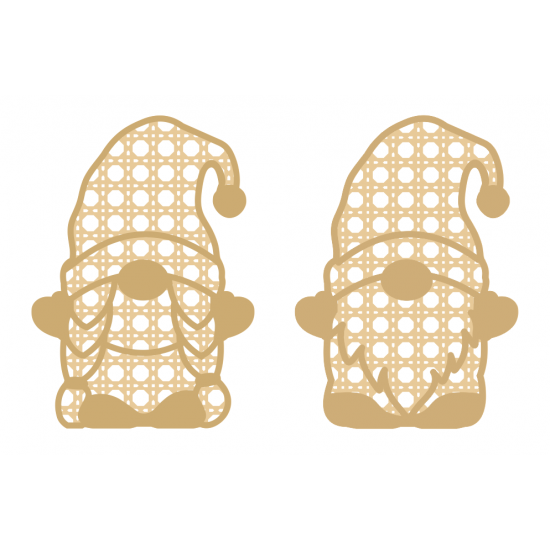 4mm Oak Veneer and 3mm mdf Layered Rattan Gnome/Gonk Christmas Baubles