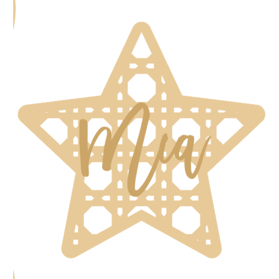 3mm mdf Rattan Star with name Layered Designs
