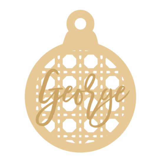 3mm mdf Rattan Bauble with name Layered Designs