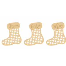3mm mdf Rattan Stocking with name Christmas Baubles