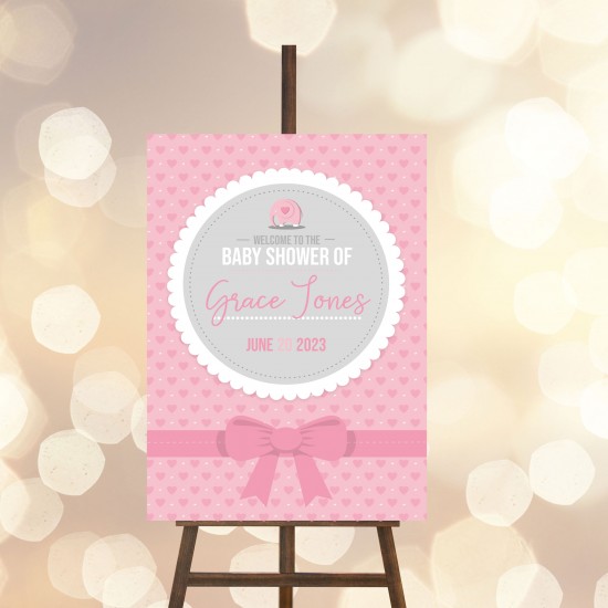 Printed Foamboard Baby Shower Sign - Ribbon Blue or Pink 
