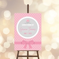 Printed Foamboard Christening Sign - Ribbon Pink or Blue 