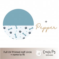 Printed Circle BLUE Dog Bone Design - mdf name Pet Quotes