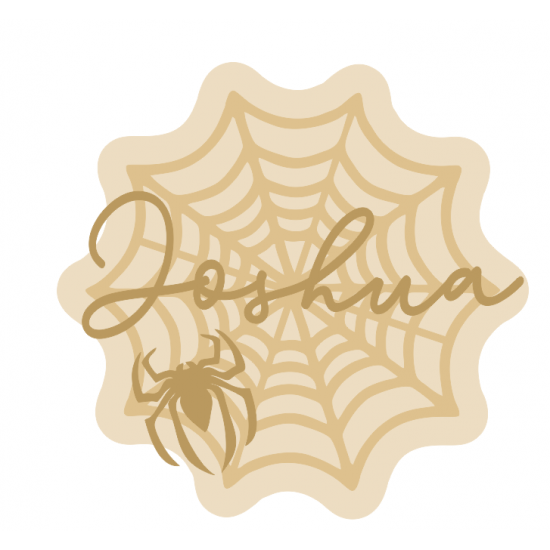 3mm mdf Personalised Spiders Web with name and Spider Halloween