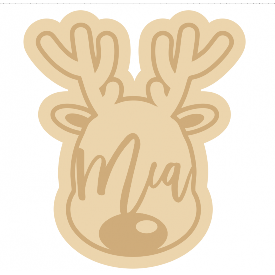 3mm mdf Personalised Layered Reindeer Head Bauble - welded name Personalised and Bespoke