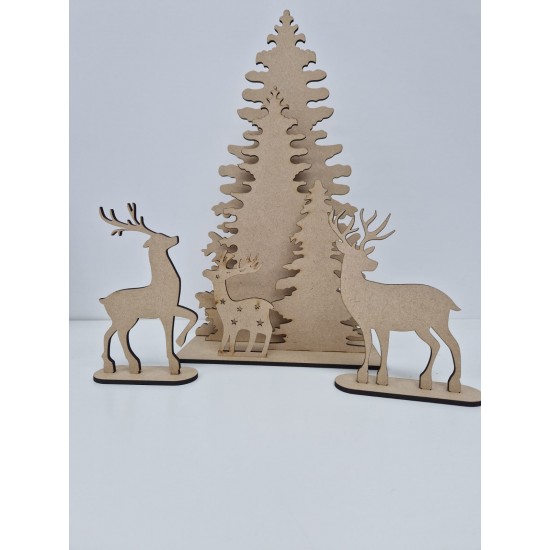 4mm Tall Trees and deer stand Trees Freestanding, Flat & Kits