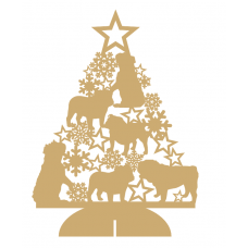 3mm mdf English Bull Dog Tree with Snowflakes Christmas Shapes