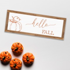 Foamboard Printed Sign - Hello Fall - Oak Border Halloween