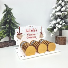 Acrylic Printed Advent Chocolate Coin Holder - Biscuits Design Printed Christmas