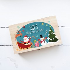 Personalised Rectangular Printed Christmas Eve Box - Santa Teal Personalised and Bespoke