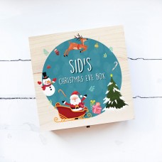 Personalised Square Printed Christmas Eve Box Design  - Santa Teal Personalised and Bespoke