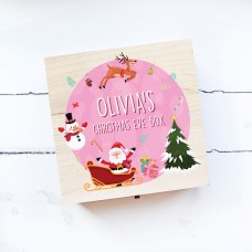 Personalised Square Printed Christmas Eve Box Design  - Santa Pink Personalised and Bespoke
