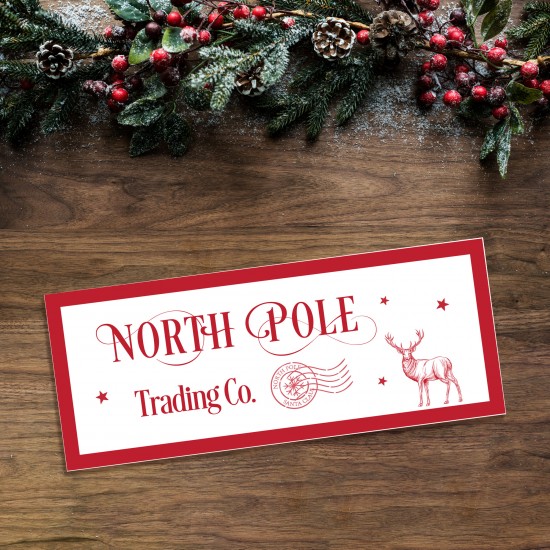 Foamboard Printed Sign - North Pole Trading Co - Border Colour Options Christmas Crafting