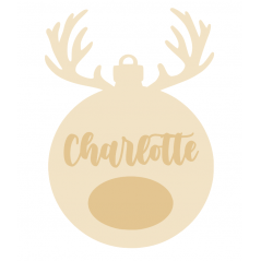 3mm mdf Personalised Rudolph Antler Bauble Personalised and Bespoke