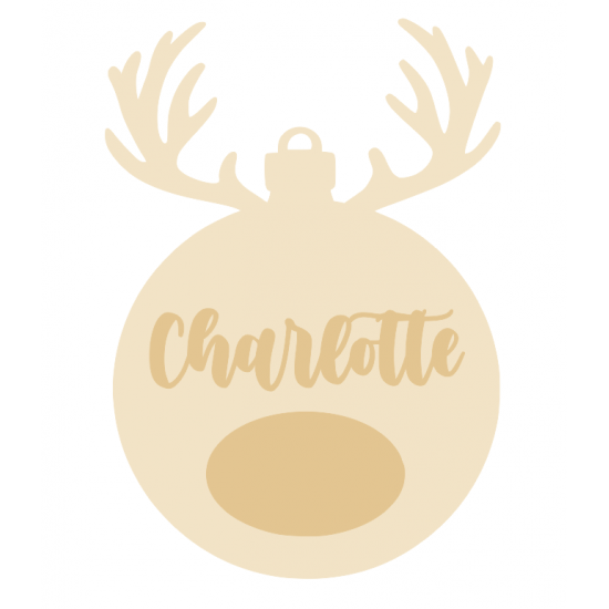 3mm mdf Personalised Rudolph Antler Bauble Personalised and Bespoke