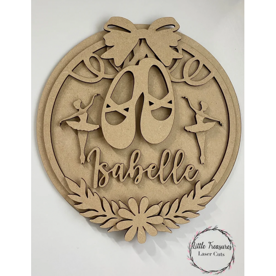 3mm mdf Ballerina's & Ballet Shoes Plaque Personalised Name Plaques