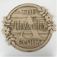 3mm mdf Family Initial Plaque Personalised Name Plaques
