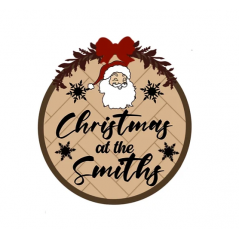 3mm mdf Santa Claus Christmas at the Plaque with santa or robin Personalised Name Plaques