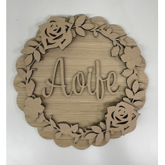 3mm mdf Scalloped Floral Name Plaque Personalised Name Plaques