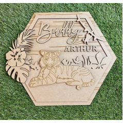 3mm mdf Tiger Hexagon Name Plaque Personalised Name Plaques
