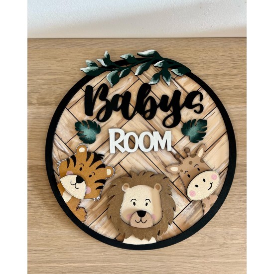 3mm mdf Jungle Friends Name Plaque Personalised Name Plaques
