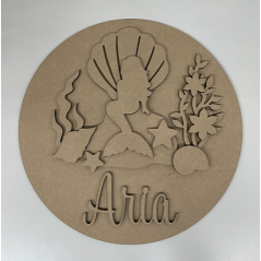 3mm mdf Mermaid On A Rock Name Plaque Personalised Name Plaques