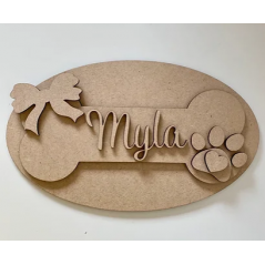 3mm mdf Dog Bone Name Plaque Personalised Name Plaques