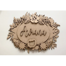 3mm mdf  Oval Jungle Name Plaque Personalised Name Plaques