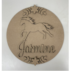 3mm mdf Galloping Horse Name Plaque Personalised Name Plaques