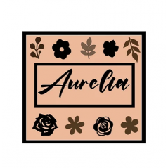 3mm mdf Floral Square Name Plaque Personalised Name Plaques