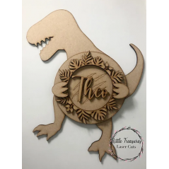 3mm mdf T-Rex Holding Name Plaque Personalised Name Plaques