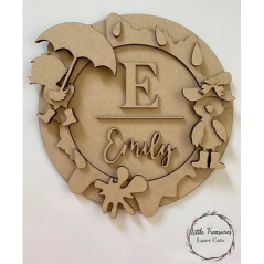 3mm mdf Initial Name Plaques (Ducklings in Wellies) Personalised Name Plaques