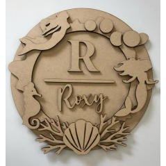 3mm mdf Initial Name Plaque (Mermaid Theme) Personalised Name Plaques