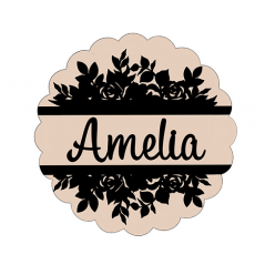 3mm mdf Split Floral Scalloped Name Plaque Personalised Name Plaques