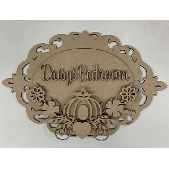 3mm mdf Princess Carriage Oval Name Plaque Personalised Name Plaques