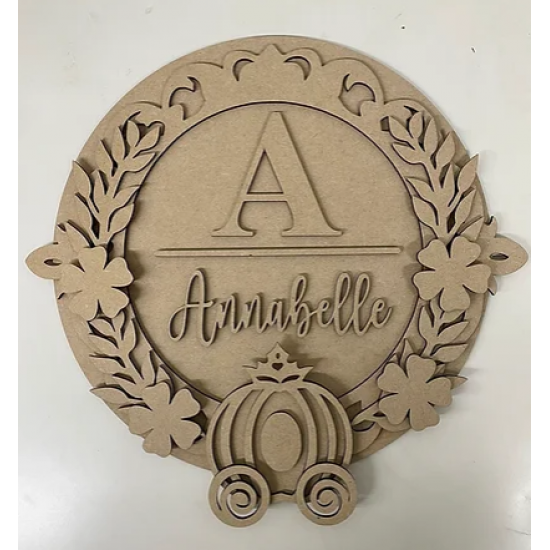 3mm mdf Initial Name Plaque (Princess Carriage) Personalised Name Plaques