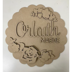 3mm mdf Scalloped Floral Multi-Name Plaque Personalised Name Plaques